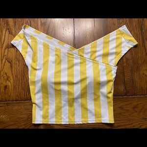 Yellow Stripe Off the Shoulder Kortni Jeane M